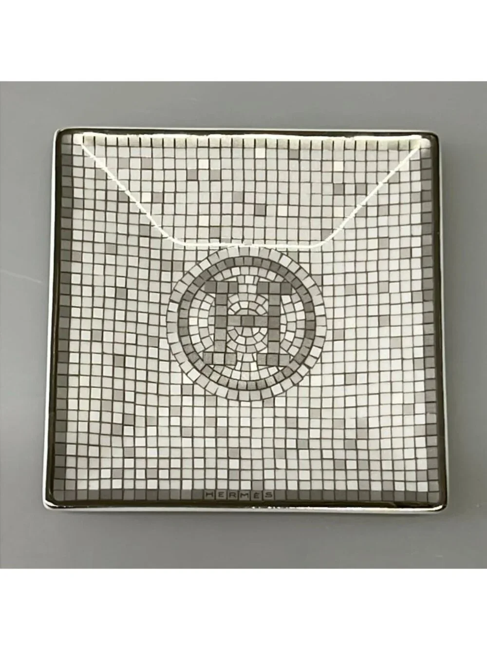 Hermes White Light Gray Tray Case Mosaique Au 24 Mosaic Vanquatre